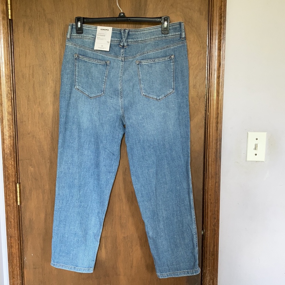 Sonoma relaxed pleated front jean high rise straight leg opening casual retro 16 - Picture 6 of 17